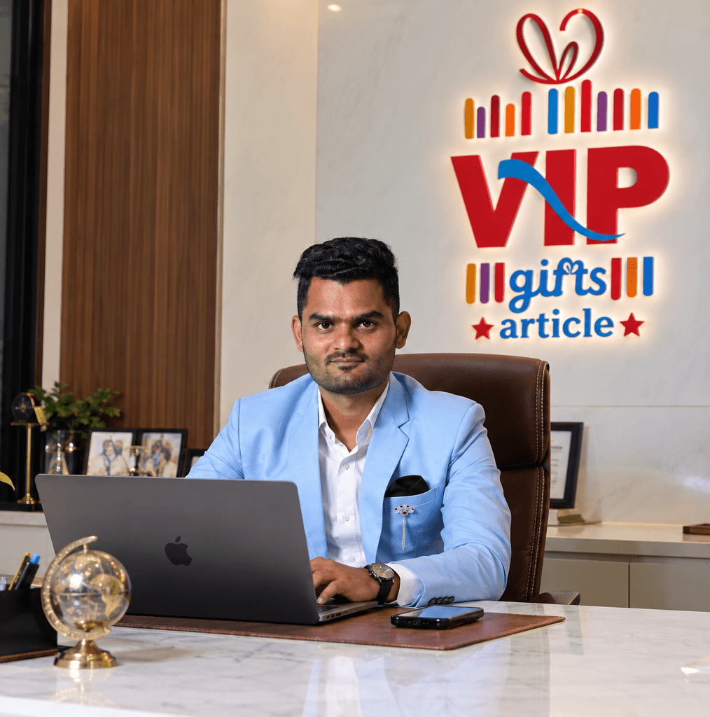 Portrait of Vishal Ghodake & Suman Ghodake , founder of VIP Gifts Article