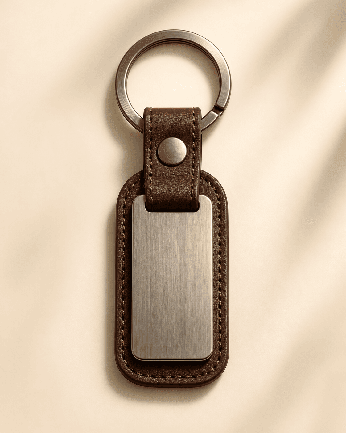 Leather Keychain with Metal Tag